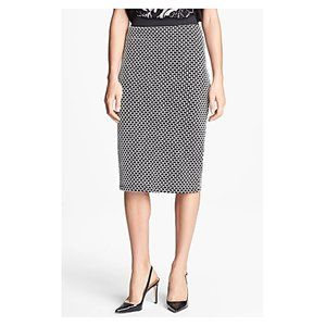Bobeau Black and White Jacquard Midi Tube Skirt